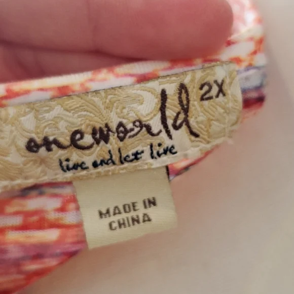 Colorful Blue and Orange/Red Patterned Tunic - Picture 3 of 3